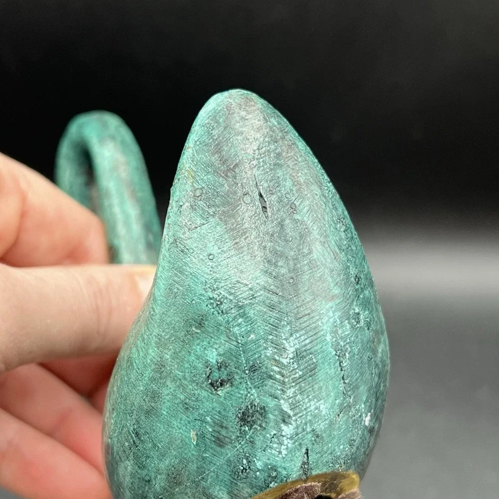 Vintage Verdigris Brass Swan Bird Blue Green Gold Decor Heavy 5